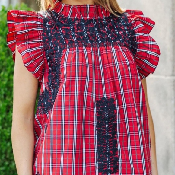 Red Plaid Ruffle Mini Dress - Picture 2 of 2